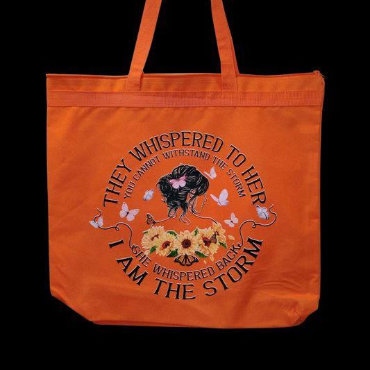 "Stronger than the storm"(w/ girl)- Tote bag